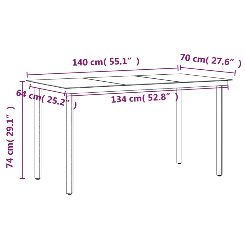 Set da Pranzo per Giardino 5 pz con Cuscini Nero