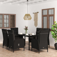 Set Mobili da Pranzo per Giardino 7 pz con Cuscini Nero cod mxl 39365