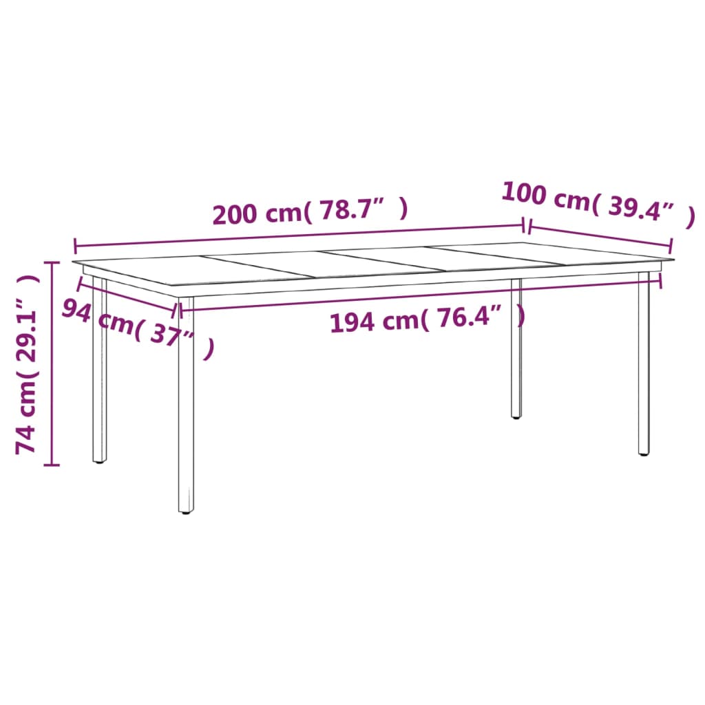 Set da Pranzo da Giardino 7 pz con Cuscini Nero cod mxl 50279