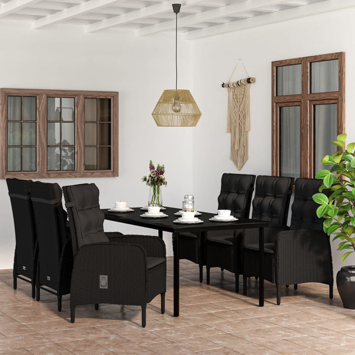 Set da Pranzo da Giardino 7 pz con Cuscini Nero cod mxl 50279