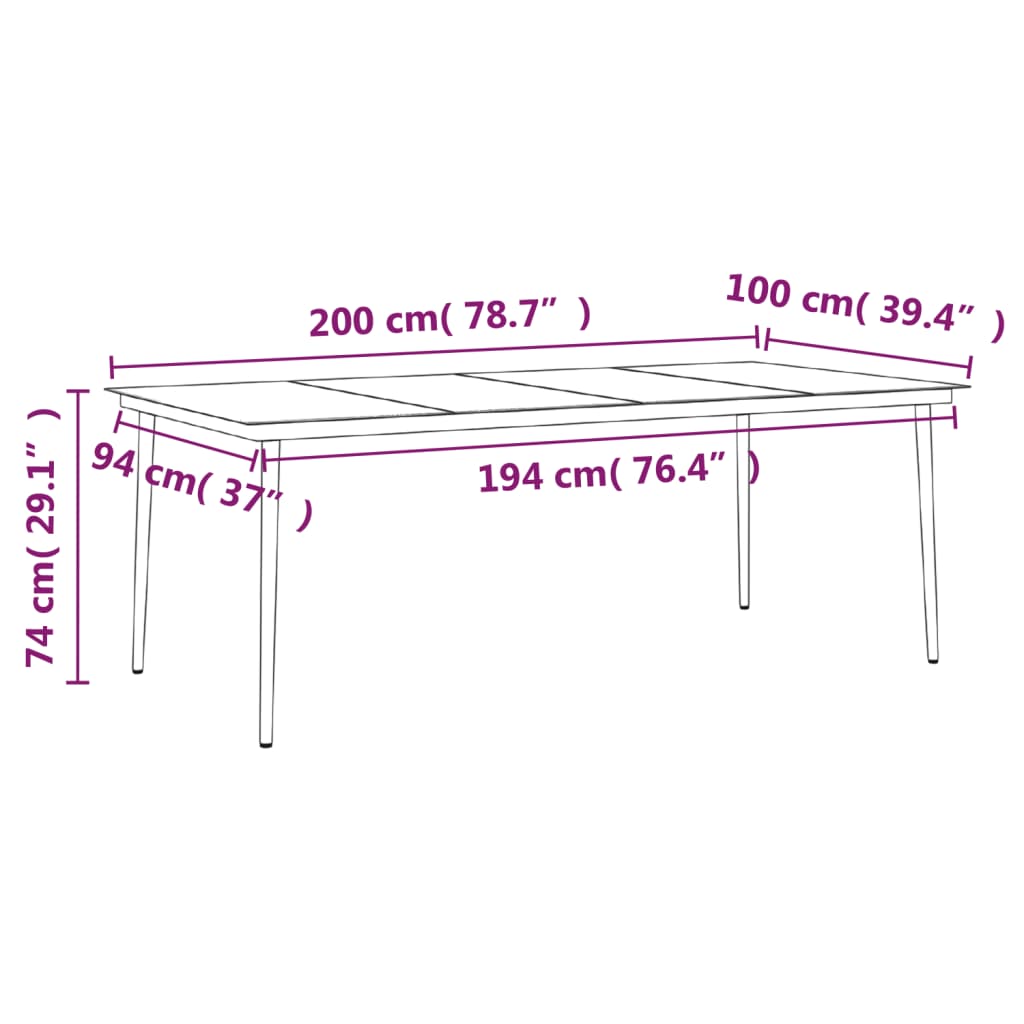 Set da Pranzo da Giardino 7 pz con Cuscini Nero 3099369