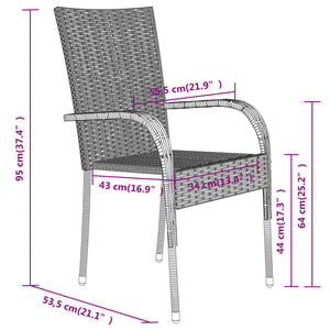 Set Mobili da Pranzo per Giardino 3 pz Nero cod mxl 39865