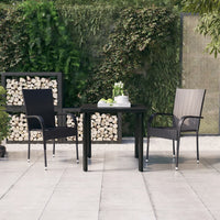 Set Mobili da Pranzo per Giardino 3 pz Nero cod mxl 39865