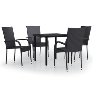 Set Mobili da Pranzo per Giardino 5 pz Nero 3099378