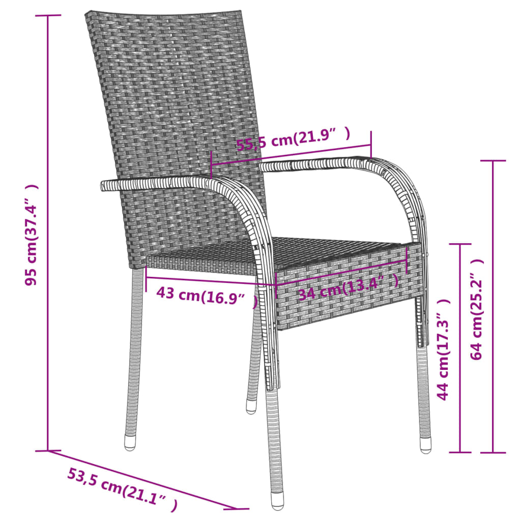 Set Mobili da Pranzo per Giardino 5 pz Nero 3099378