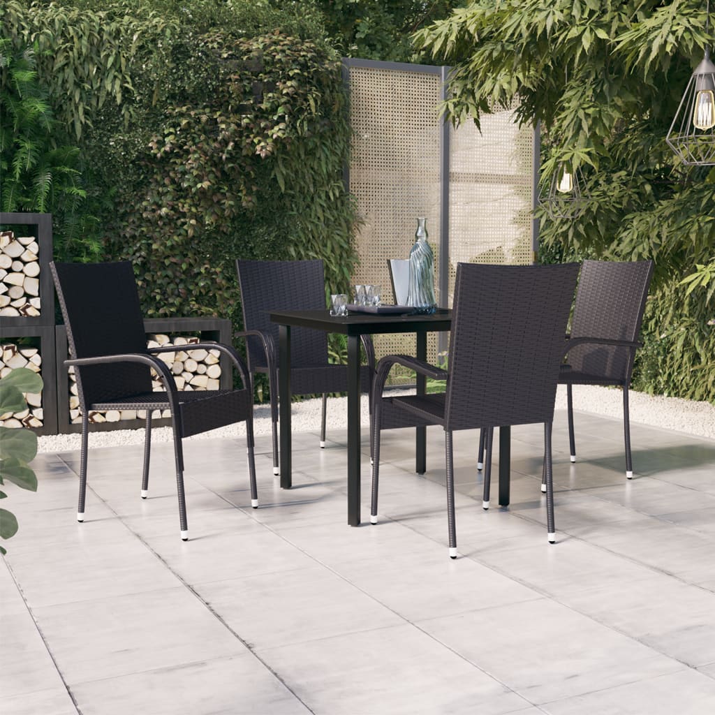 Set Mobili da Pranzo per Giardino 5 pz Nero cod mxl 39826