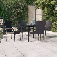 Set Mobili da Pranzo per Giardino 5 pz Nero cod mxl 39826