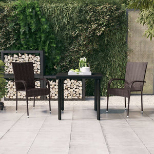 Set da Pranzo per Giardino 3 pz Marrone e Nero 3099383