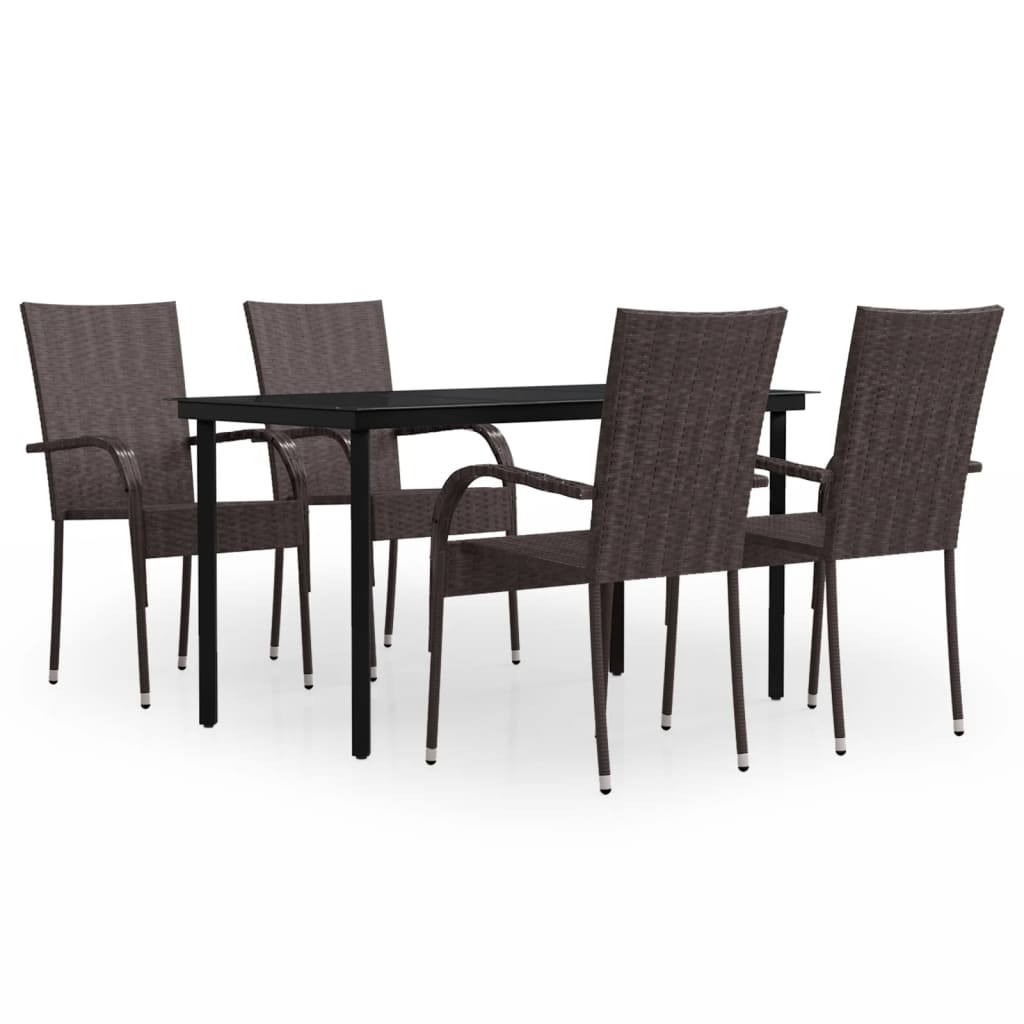 Set da Pranzo per Giardino 5 pz con Cuscini Marrone e Nero 3099385