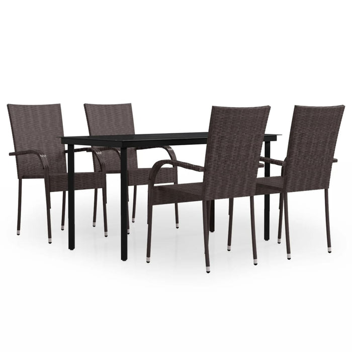 Set da Pranzo per Giardino 5 pz con Cuscini Marrone e Nero cod mxl 42243