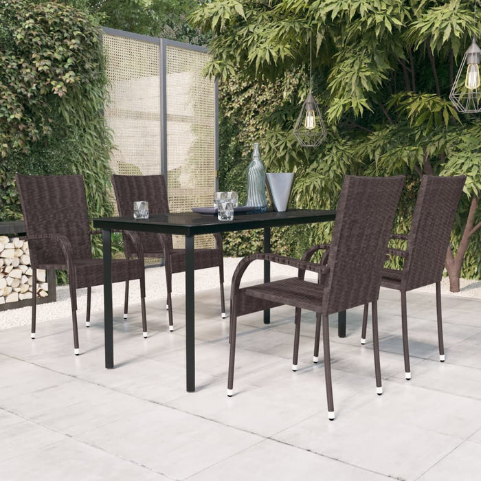 Set da Pranzo per Giardino 5 pz con Cuscini Marrone e Nero 3099385