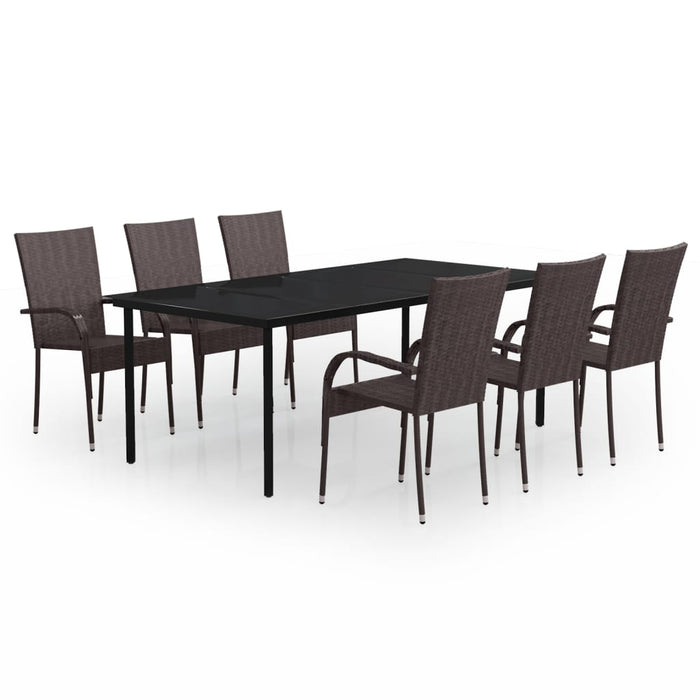 Set da Pranzo per Giardino 7 pz con Cuscini Marrone e Nero cod mxl 40934