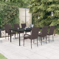 Set da Pranzo per Giardino 7 pz con Cuscini Marrone e Nero cod mxl 40934