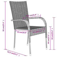 Set da Pranzo per Giardino 7 pz con Cuscini Grigio e Nero cod mxl 39848