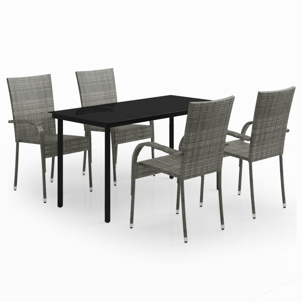 Set Mobili da Pranzo per Giardino 5 pz Grigio e Nero 3099391