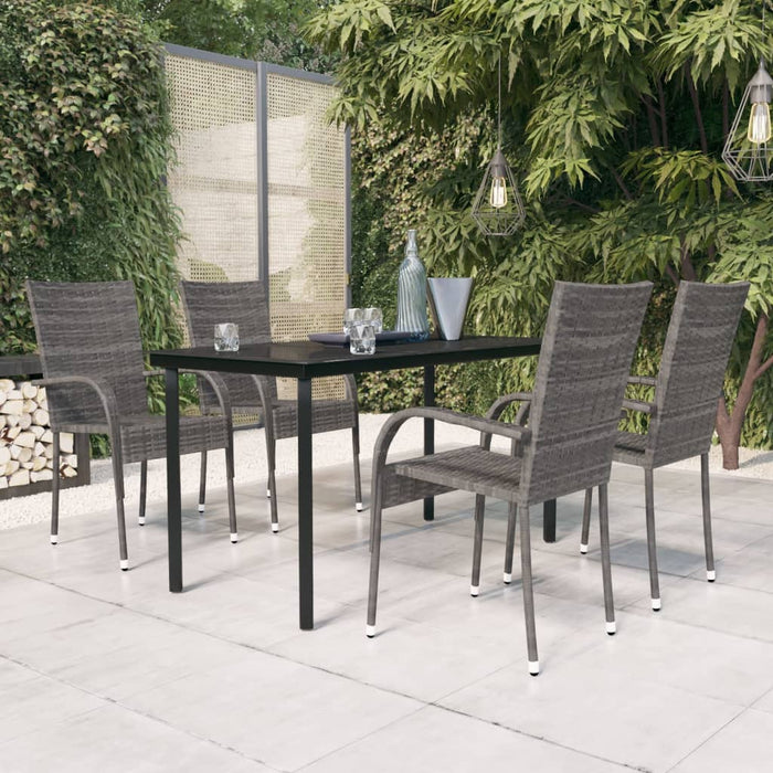 Set Mobili da Pranzo per Giardino 5 pz Grigio e Nero 3099391