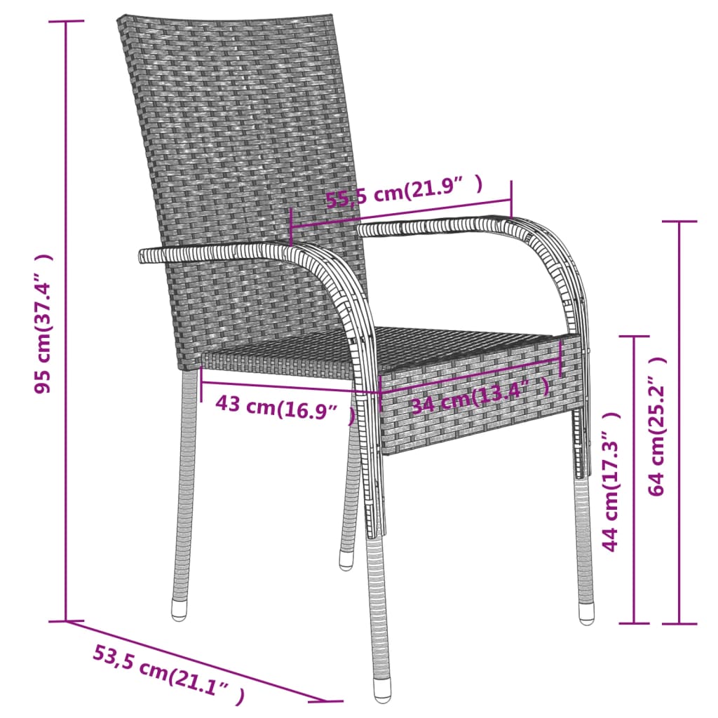 Set da Pranzo per Giardino 7 pz con Cuscini Grigio e Nero 3099392