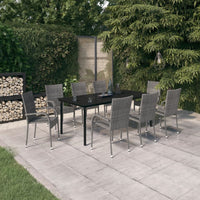 Set da Pranzo per Giardino 9 pz con Cuscini Grigio e Nero cod mxl 40070