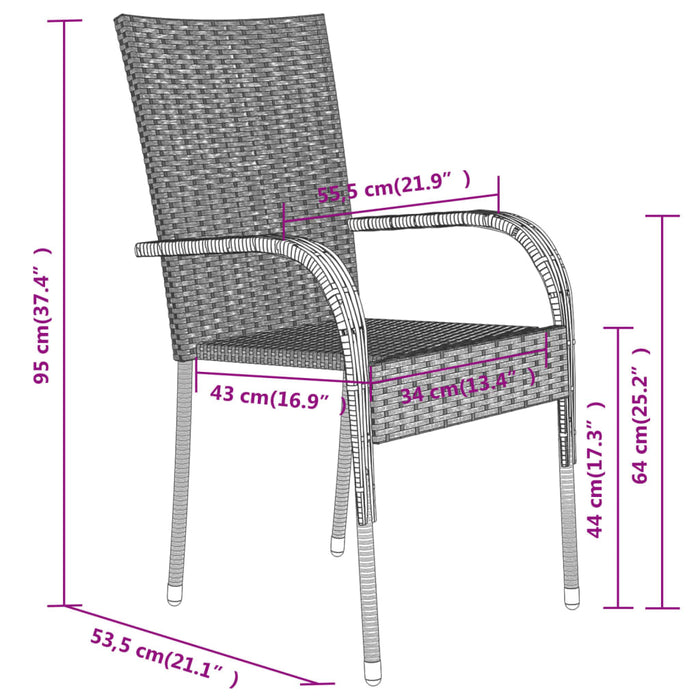 Set Mobili da Pranzo per Giardino 3 pz Nero cod mxl 41000