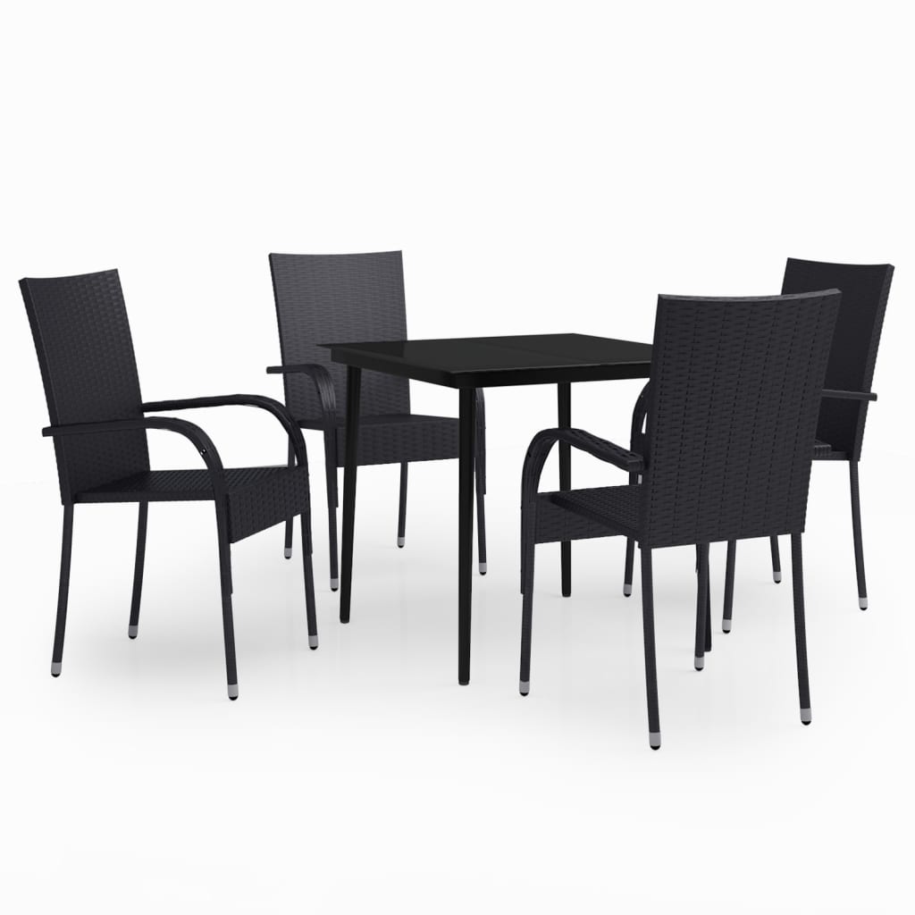 Set da Pranzo da Giardino 5 pz Nero 3099396