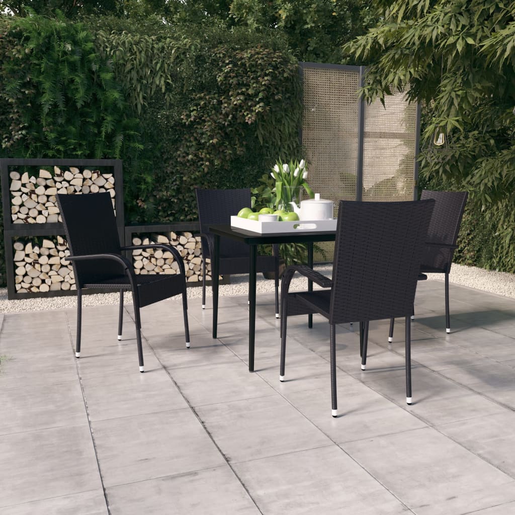 Set da Pranzo da Giardino 5 pz Nero 3099396