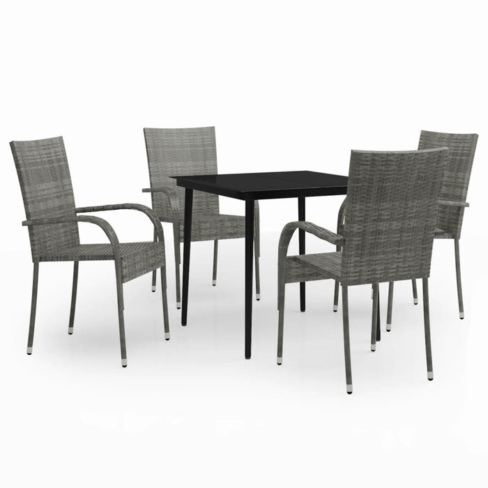 Set Mobili da Pranzo da Giardino Grigio e Nero 5 pz cod mxl 40946