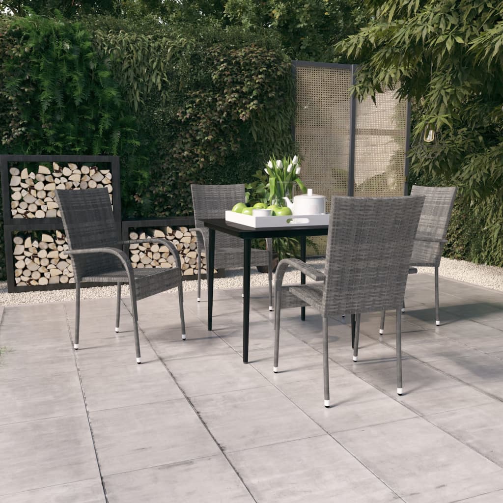 Set Mobili da Pranzo da Giardino Grigio e Nero 5 pz cod mxl 40946