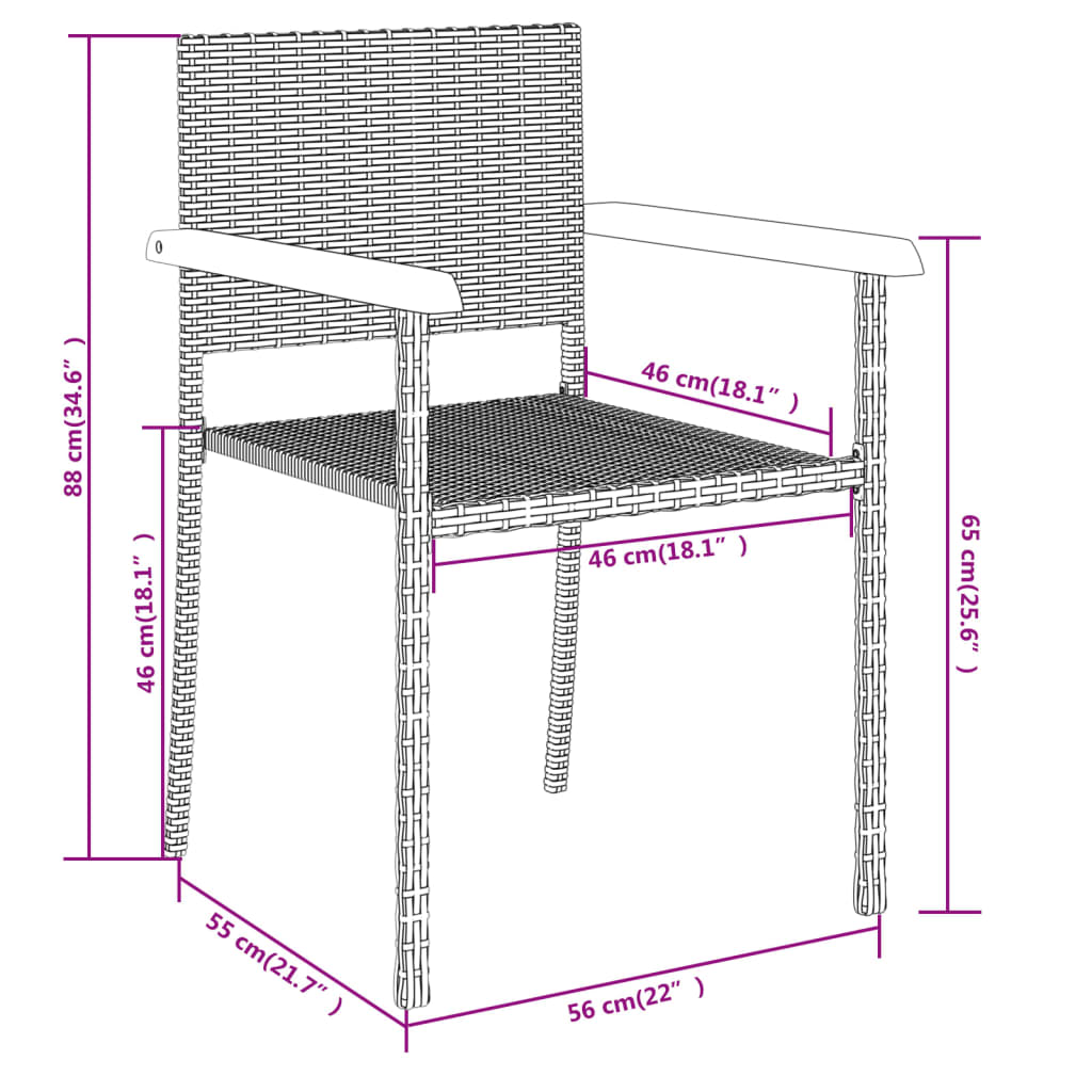 Set Mobili da Pranzo per Giardino 5 pz Nero 3099415