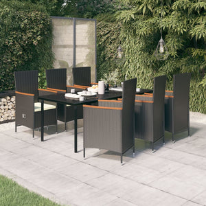 Set da Pranzo da Giardino 7 pz con Cuscini Nero cod mxl 38974