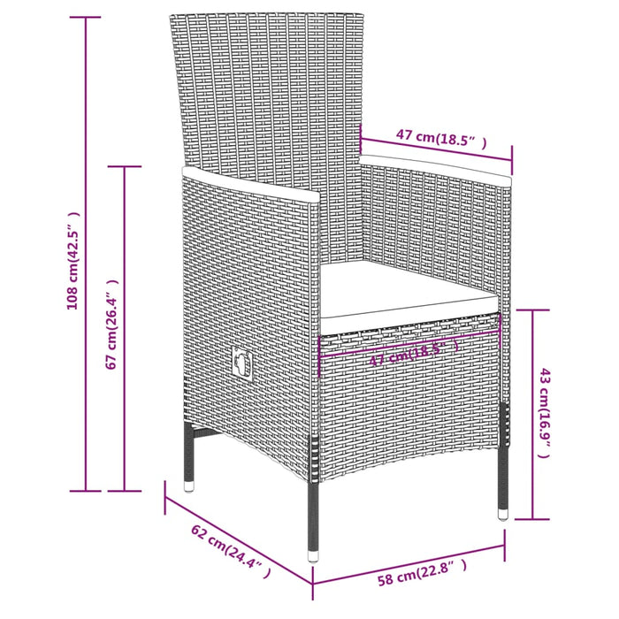 Set da Pranzo da Giardino 5 pz con Cuscini Grigio 3099432