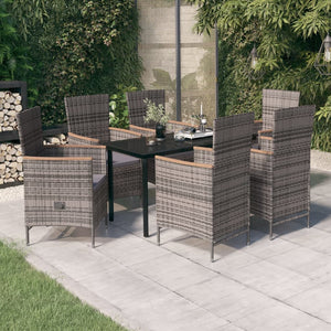 Set da Pranzo da Giardino 7 pz con Cuscini Grigio 3099434