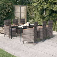 Set Mobili da Pranzo da Giardino 7 pz con Cuscini Grigio 3099435