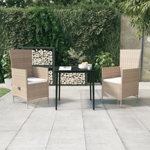 Set da Pranzo da Giardino 3 pz con Cuscini Beige 3099455