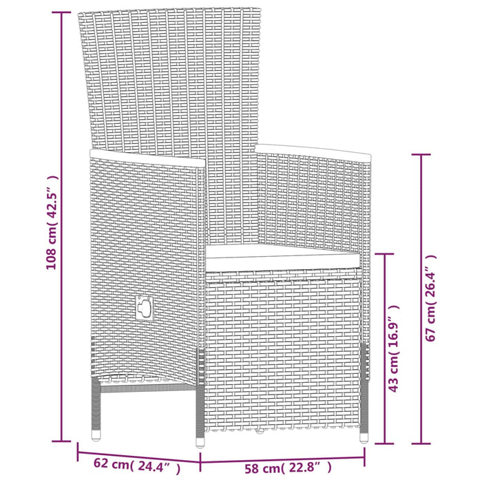 Set Mobili da Pranzo da Giardino 9 pz con Cuscini Grigio cod mxl 38748