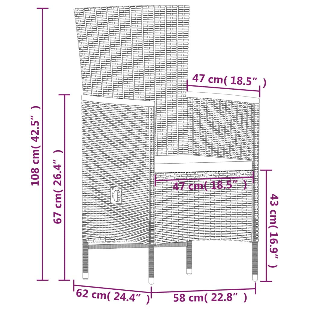 Set Mobili da Pranzo da Giardino 9 pz con Cuscini Grigio cod mxl 38748