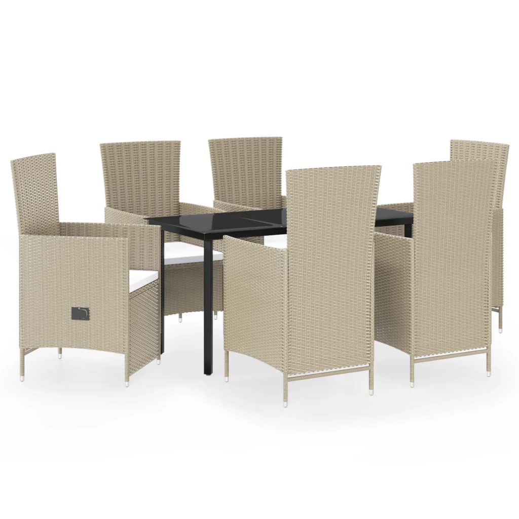 Set Mobili da Pranzo per Giardino con Cuscini 7 pz Beige cod mxl 39864