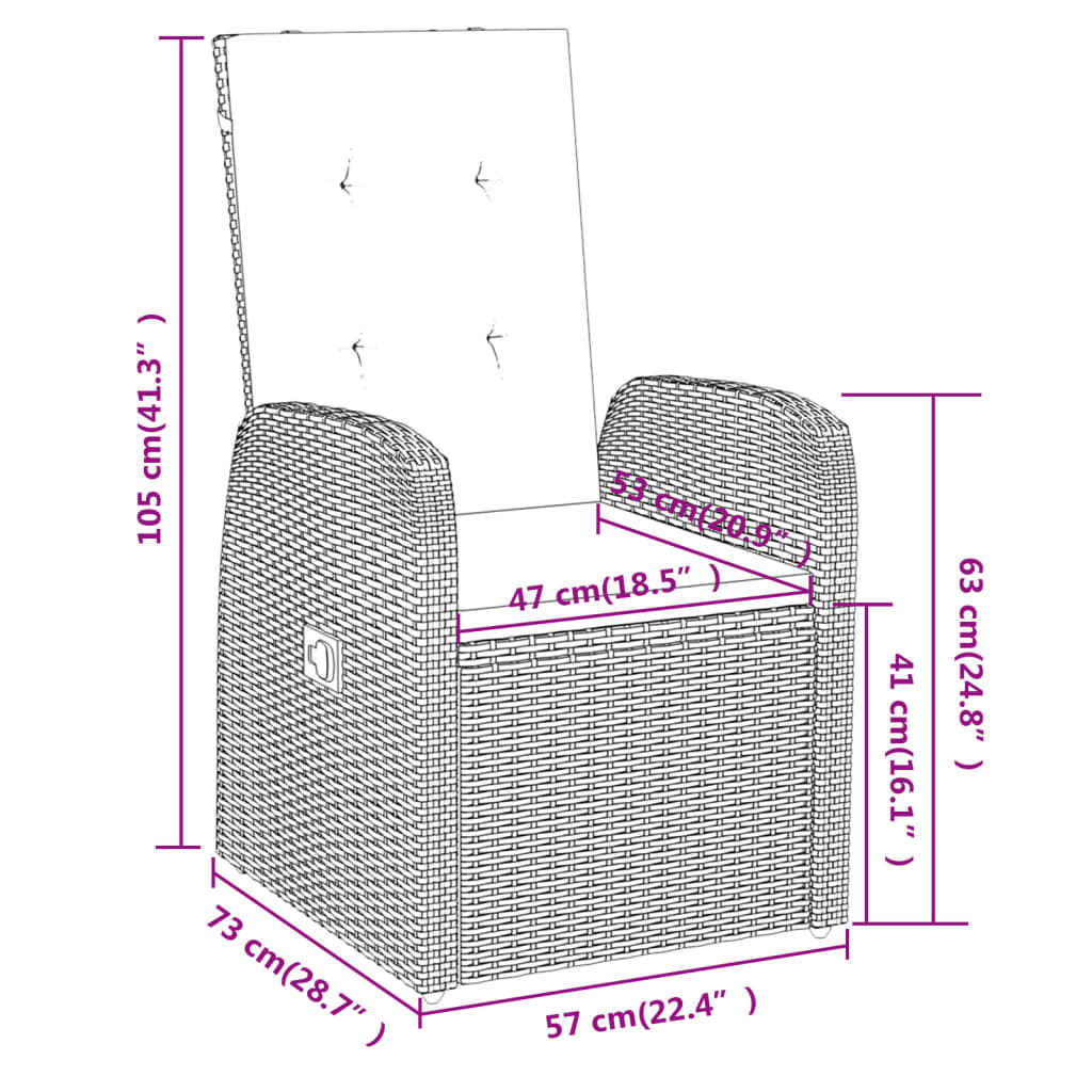 Set Mobili da Pranzo per Giardino 3 pz con Cuscini Grigio