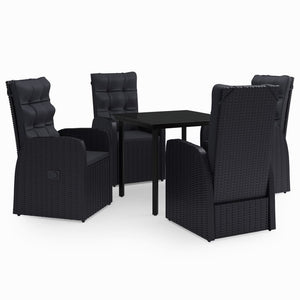 Set da Pranzo da Giardino 5 pz con Cuscini Nero 3099480