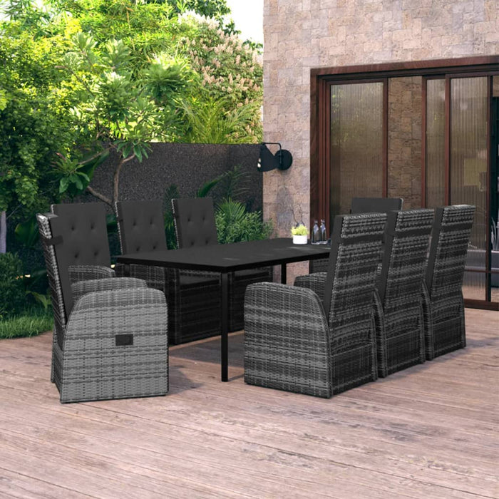 Set Mobili da Pranzo per Giardino 9 pz con Cuscini Grigio cod mxl 50873