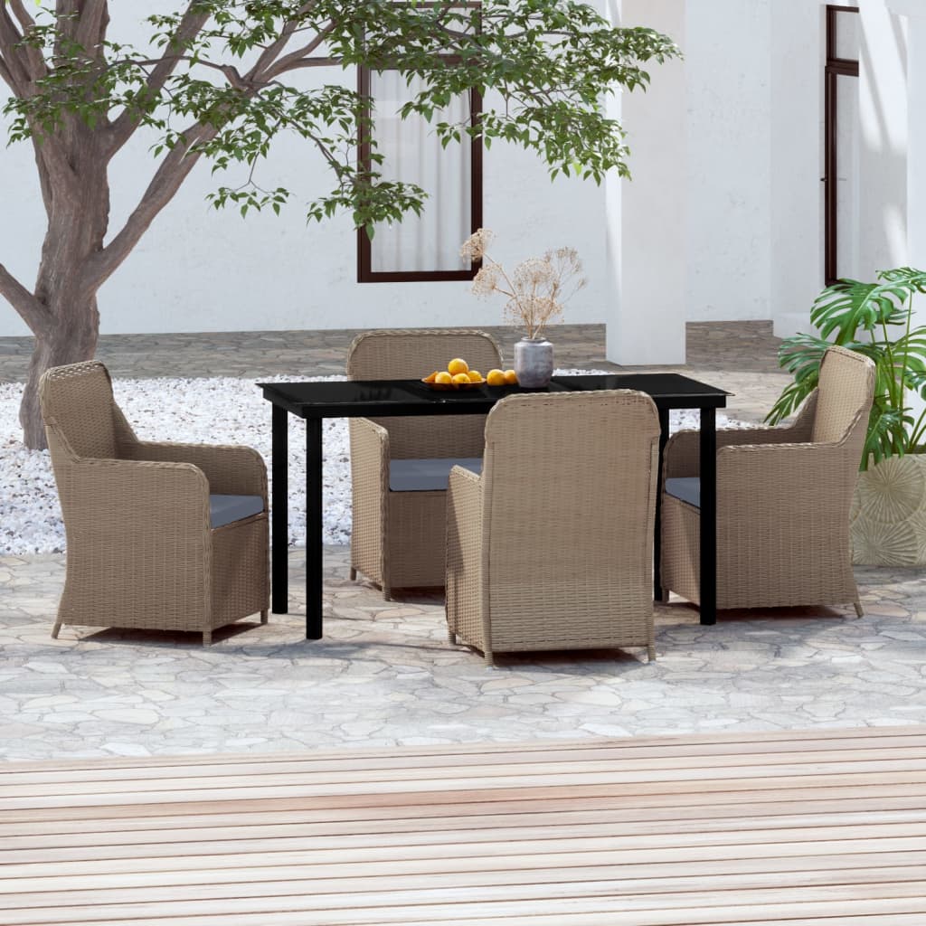 Set da Pranzo da Giardino 5 pz con Cuscini Marrone 3099537