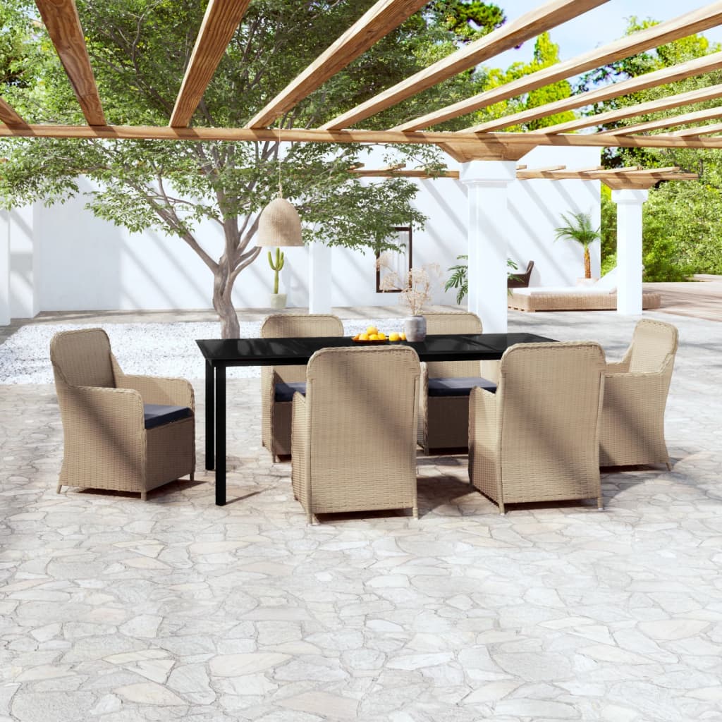 Set da Pranzo da Giardino 7 pz con Cuscini Marrone cod mxl 39214