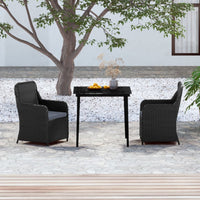 Set da Pranzo per Giardino 3 pz con Cuscini Nero cod mxl 40997