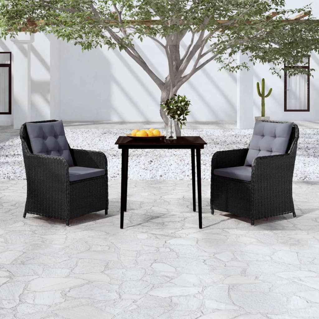 Set Mobili da Pranzo per Giardino 3 pz Nero 3099571