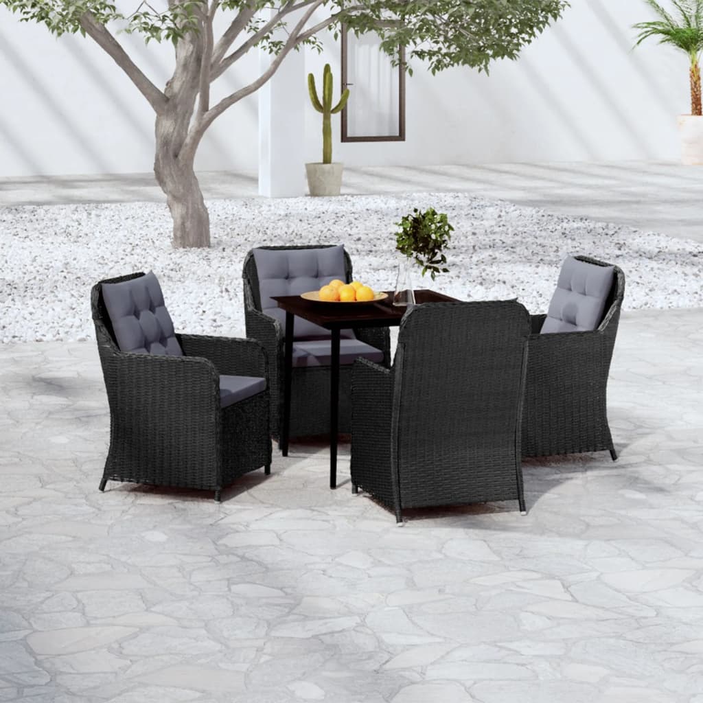 Set Mobili da Pranzo per Giardino 5 pz Nero cod mxl 40972