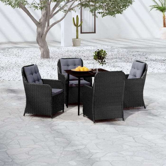 Set Mobili da Pranzo per Giardino 5 pz Nero cod mxl 40972