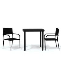 Set Mobili da Pranzo per Giardino 3 pz Nero cod mxl 39369