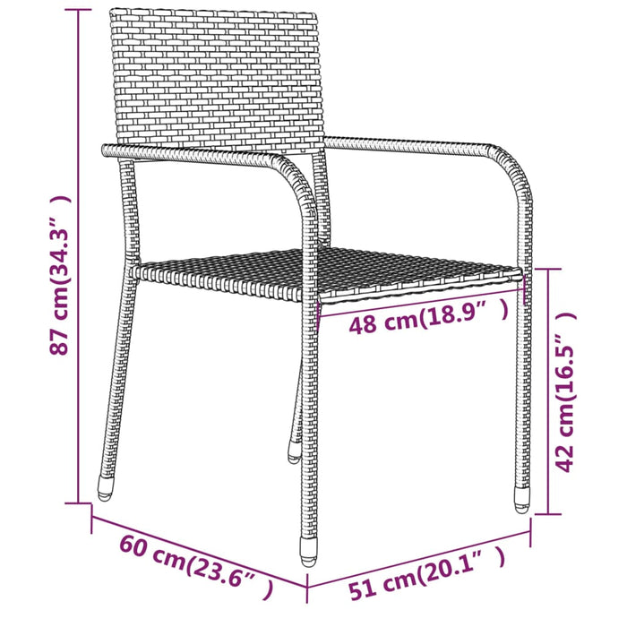 Set Mobili da Pranzo per Giardino 3 pz Nero 3099577