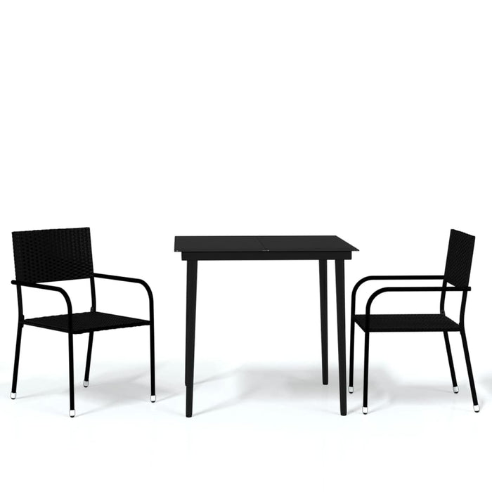 Set Mobili da Pranzo per Giardino 3 pz Nero cod mxl 39374