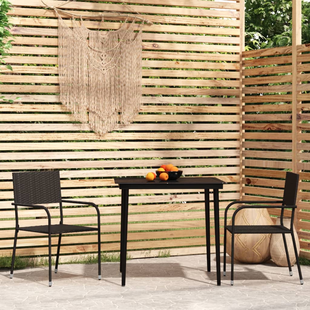 Set Mobili da Pranzo per Giardino 3 pz Nero cod mxl 39374