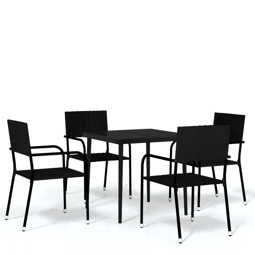 Set Mobili da Pranzo da Giardino 5 pz Nero 3099590